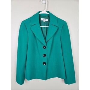 JONES STUDIO SEPARATES Teal Green Blazer Jacket Size 6 Single Breasted